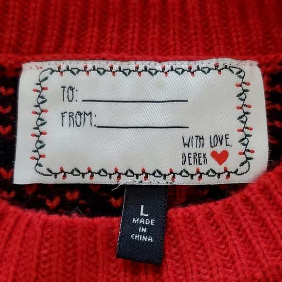 Derek Heart "Santa's Bestie" Buffalo Check Sweater. Sz Large - Picture 6 of 7